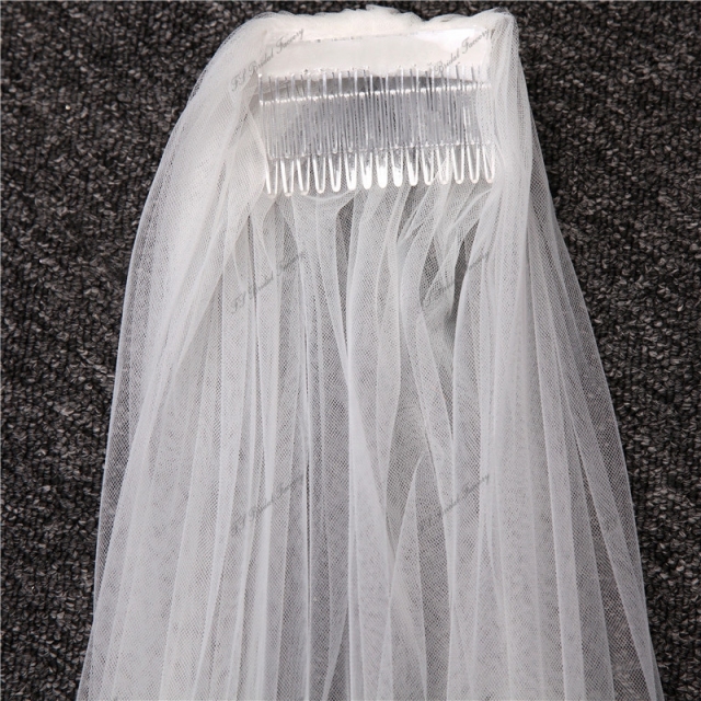 One Tier Chapel Bridal Accessories Veils With Comb