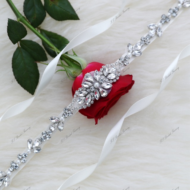 Wholesale Sparkly Rhinestones Satin Ties Sash