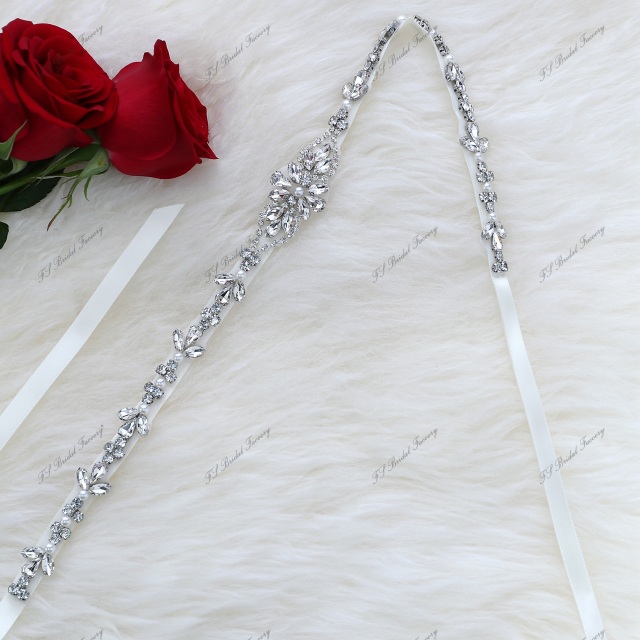 Wholesale Sparkly Rhinestones Satin Ties Sash