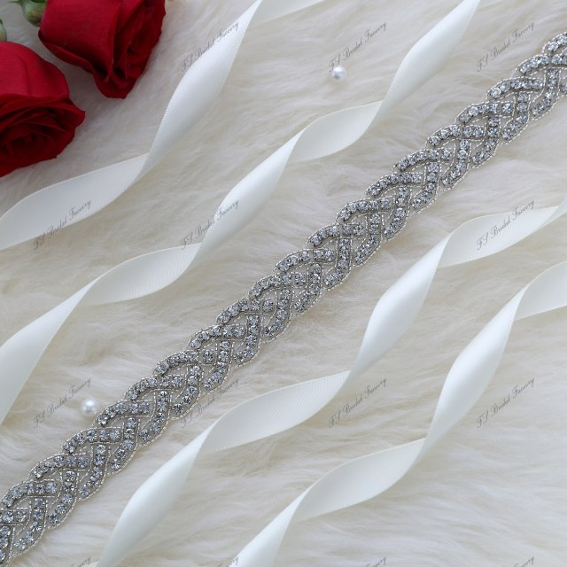 Luxe Crystal Bridal Belt With Ivory Ribbon