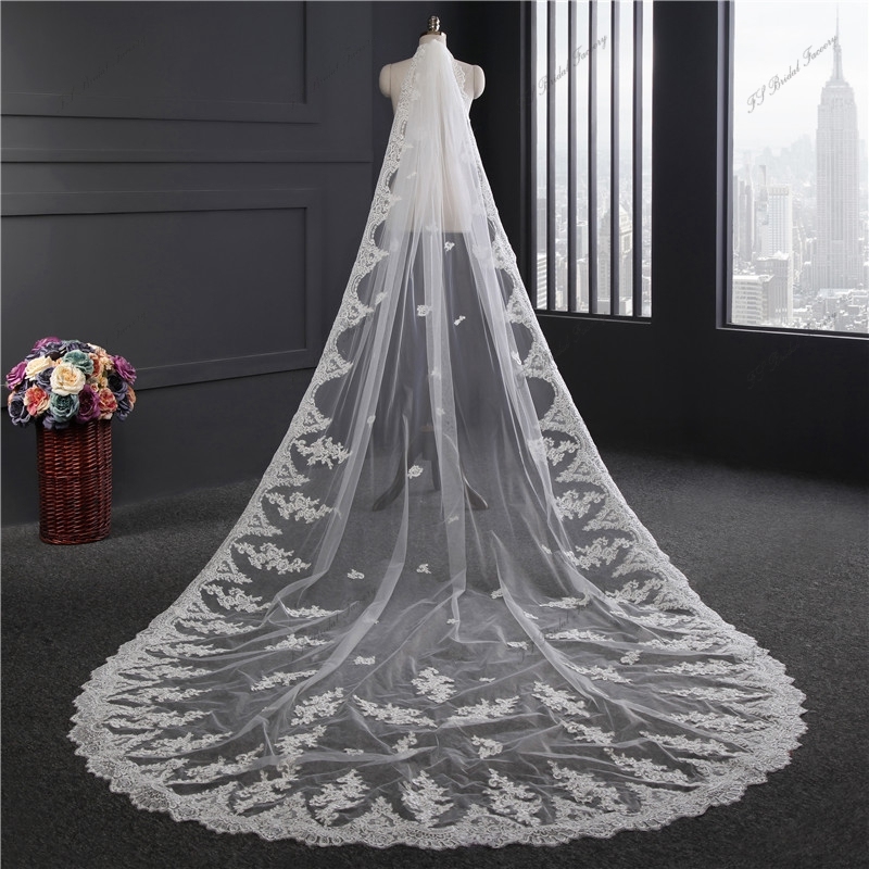 One Tier Chapel Bridal Accessories Veils With Comb