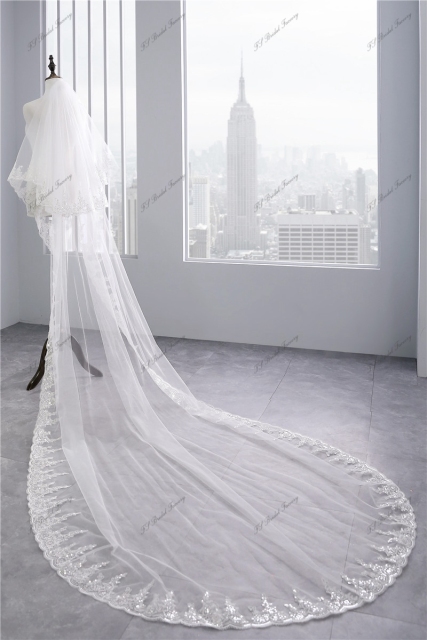 Two Tier Chapel Bridal Accessories Veils With Comb