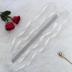Luxe Crystal Bridal Belt With Ivory Ribbon