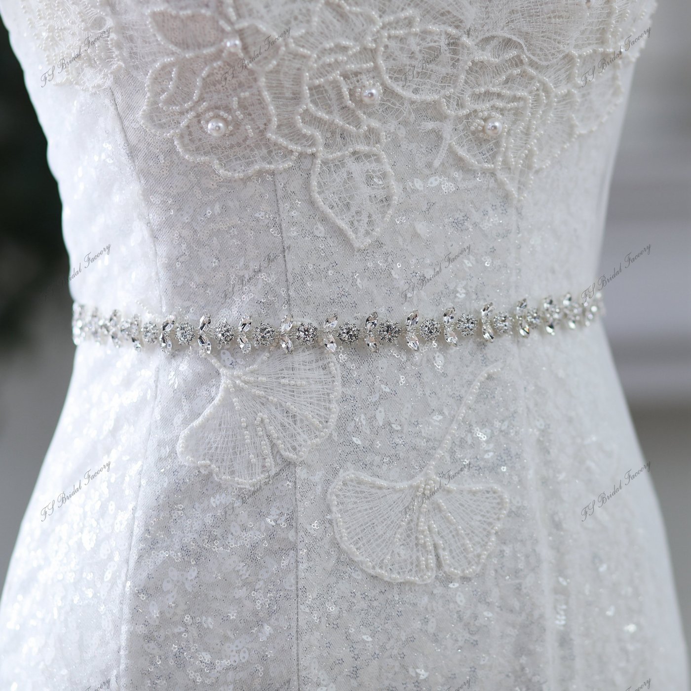 Wholesale Sparkly Rhinestones Satin Ties Sash