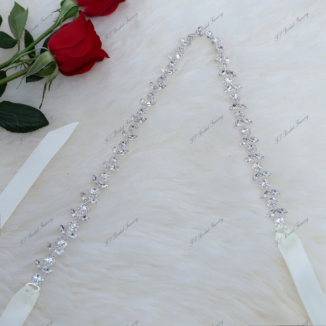 Wholesale Sparkly Rhinestones Satin Ties Sash