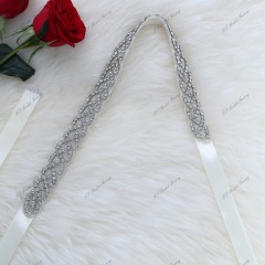 Luxe Crystal Bridal Belt With Ivory Ribbon