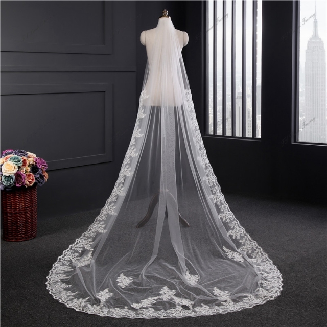 One Tier Chapel Bridal Accessories Veils With Comb