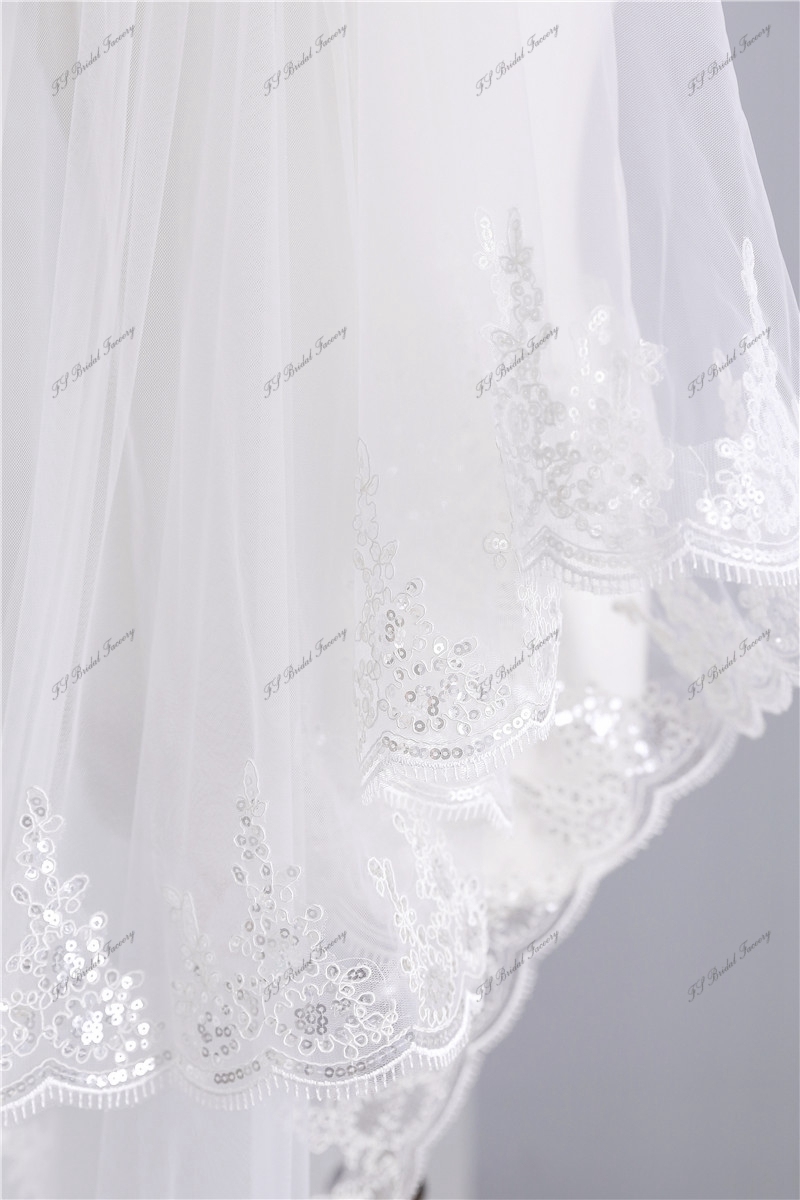Two Tier Chapel Bridal Accessories Veils With Comb