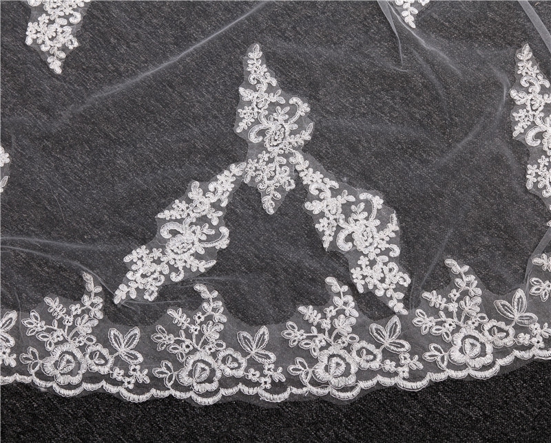 One Tier Chapel Bridal Accessories Veils With Comb