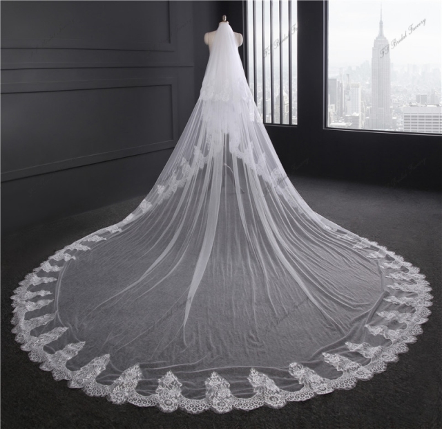 Wedding Veil Soft Lace Edge Bride With Comb