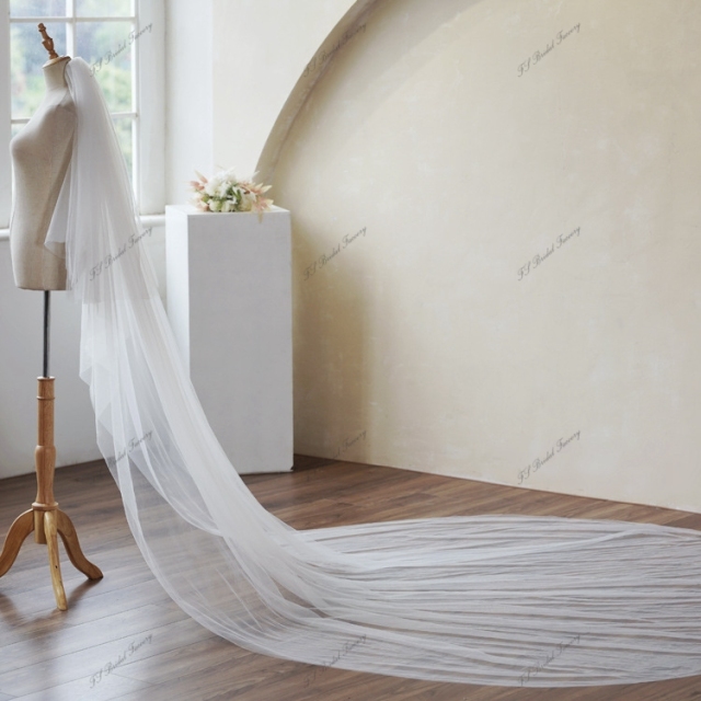 137 Inch Plain Wedding Veils