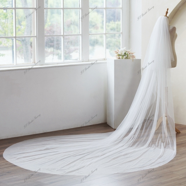 137 Inch Plain Wedding Veils