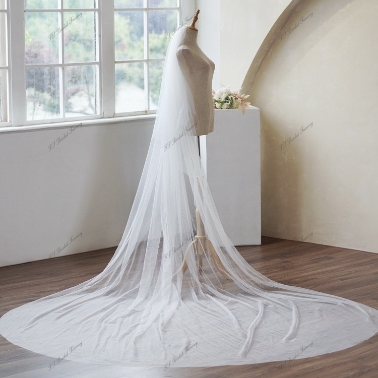 137 Inch Plain Wedding Veils