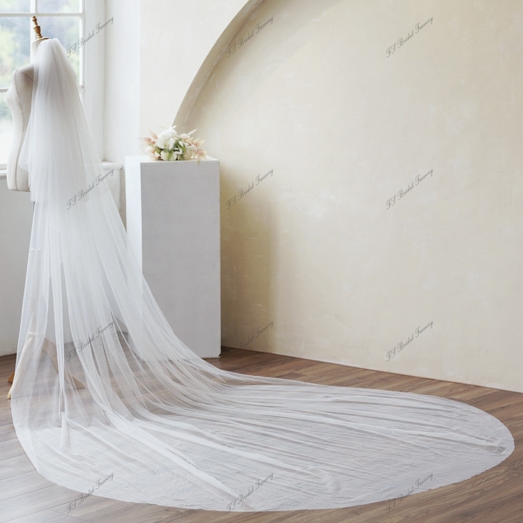 137 Inch Plain Wedding Veils
