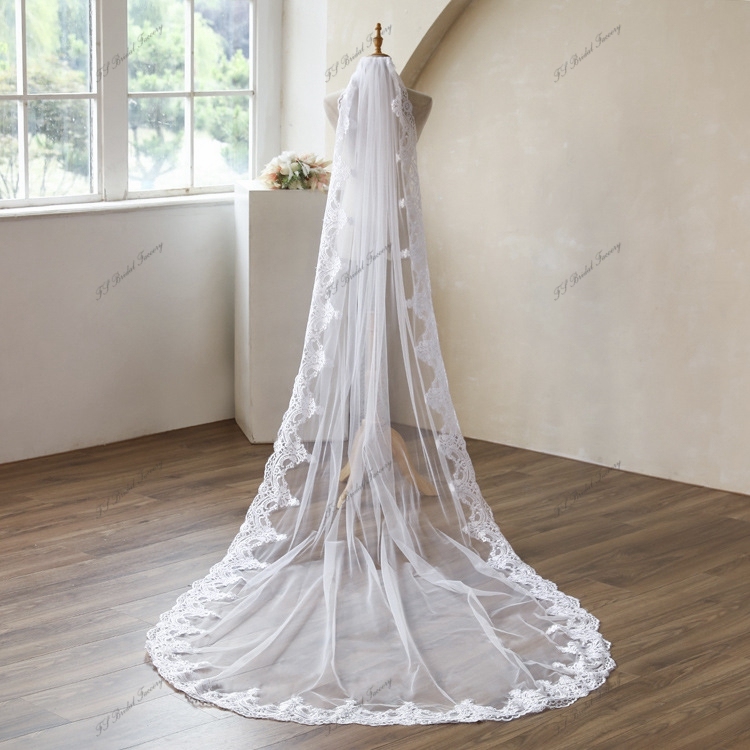 Lace Wedding Veil Bridal Veil 118''Length×110'' Width PV102 main image 1