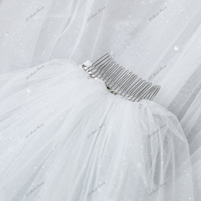 137 Inch Pearl Glitter  Wedding Veils