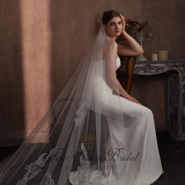118 Inch Floral Print Wedding Veil
