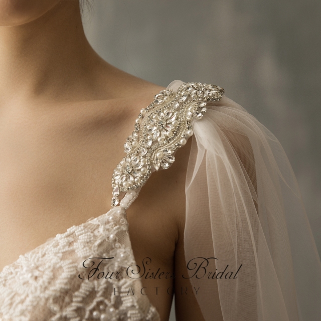 118 Inch Pearl And Crystal Shoulder straps Shawl