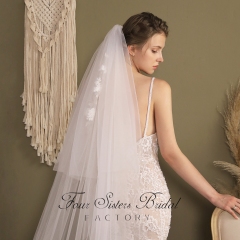 106 Inch Floral Lace Applique Veil