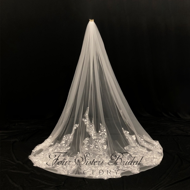 Floral Applique Lace Bridal Veils