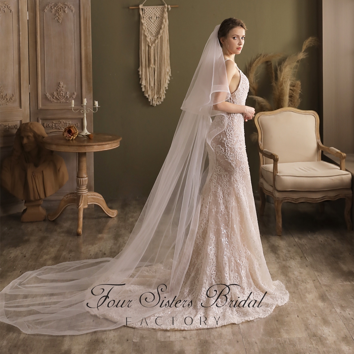 106 Inch Two Layers Horsehair Edge Veil