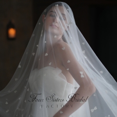 118 Inch Heart-shaped Applique Scatter Veil