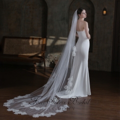 118 Inch Sequin Floral Lace Veil
