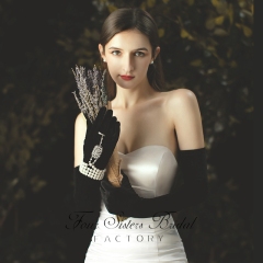 Hepburn Style Black Velvet Bridal Gloves
