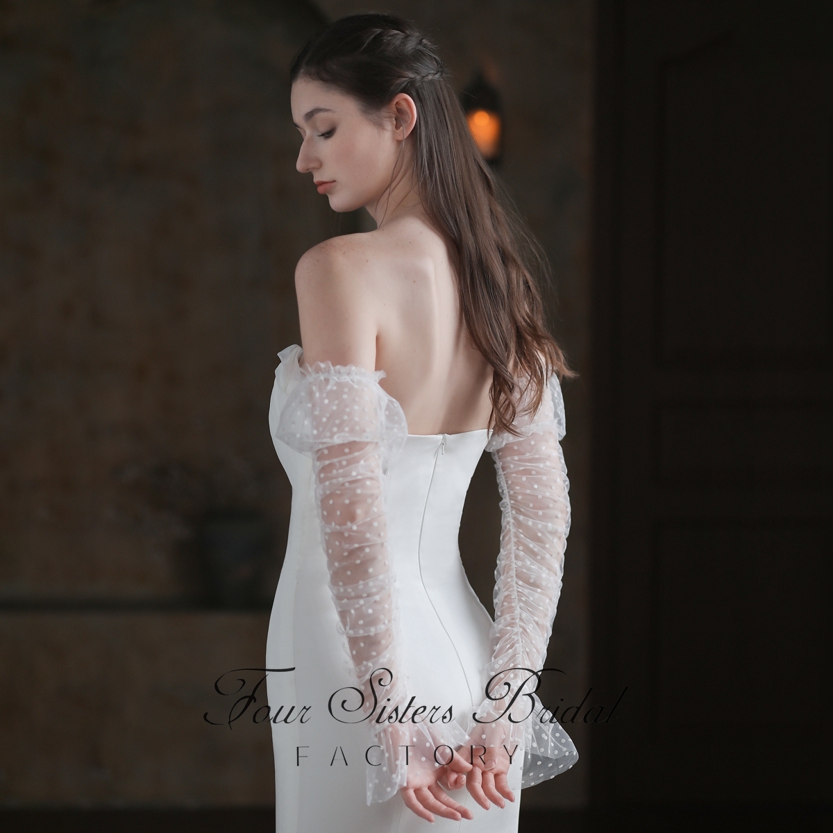 White Polka Dot Wedding Sleeves