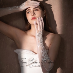 Lace Applique Bridal Gloves