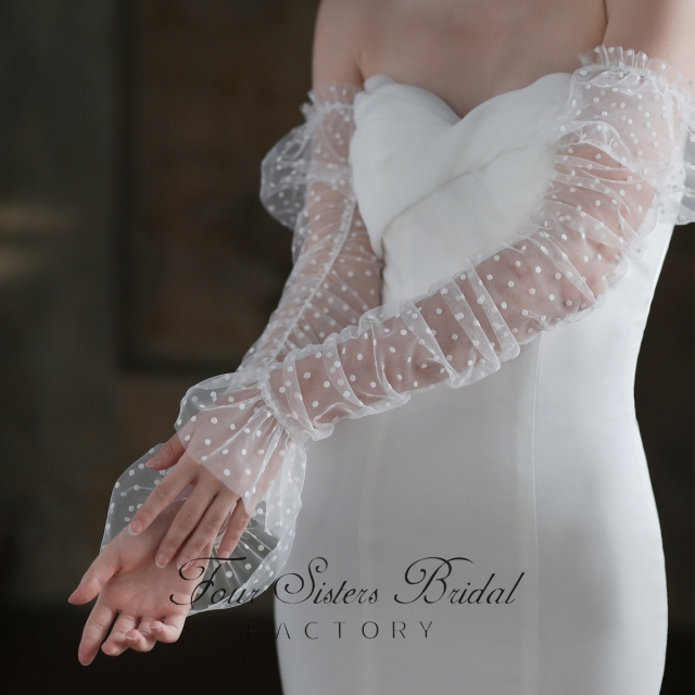 White Polka Dot Wedding Sleeves