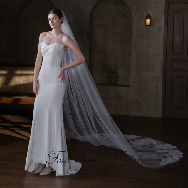 118 Inch Sequin Floral Lace Veil