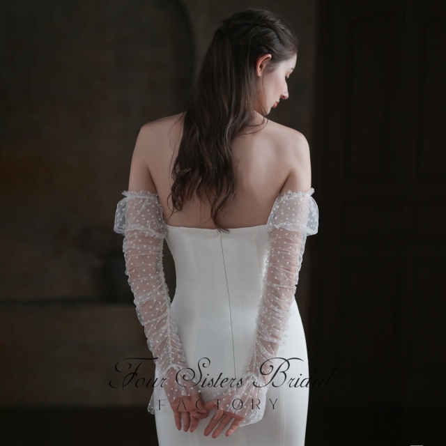 White Polka Dot Wedding Sleeves