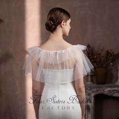 Ruffled Pearl Edged Bridal Shawl