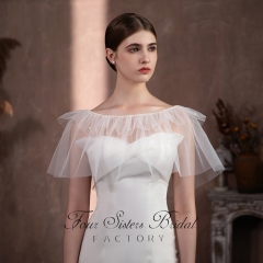 Ruffled Pearl Edged Bridal Shawl