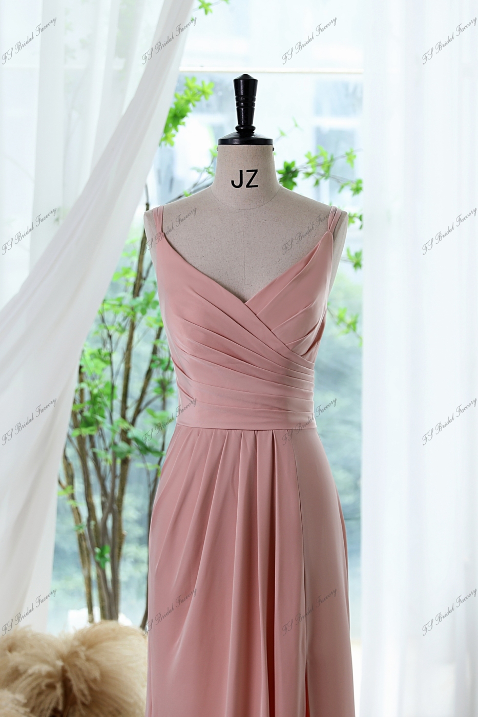 High Split Prom Gown With Spaghetti Straps Back