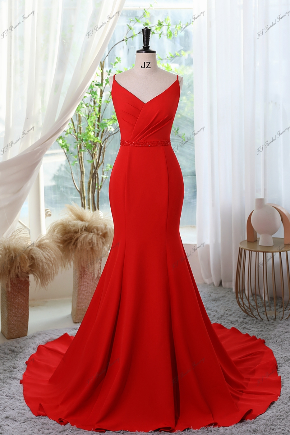 Delicate Crepe Mermaid Prom Dress With Spaghetti Straps