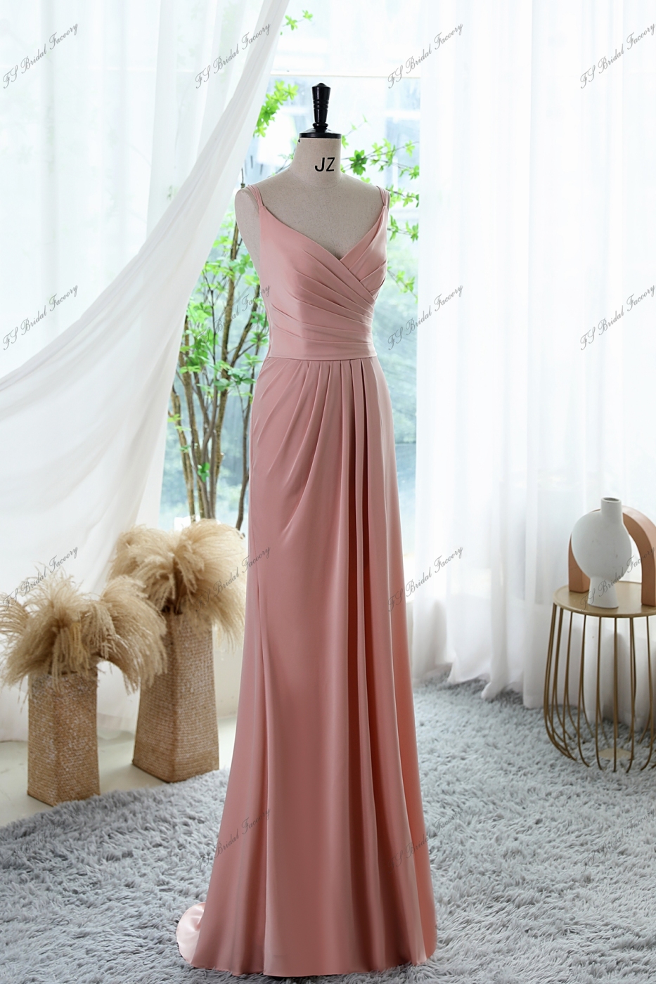 High Split Prom Gown With Spaghetti Straps Back