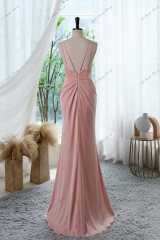High Split Prom Gown With Spaghetti Straps Back
