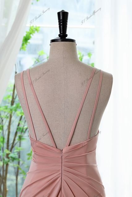 High Split Prom Gown With Spaghetti Straps Back
