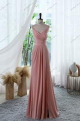 High Split Prom Gown With Spaghetti Straps Back