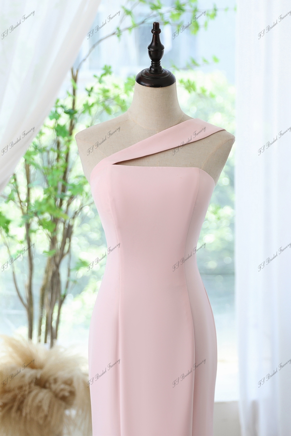 Fit And Flare Crepe Prom Gown With One Shoulder