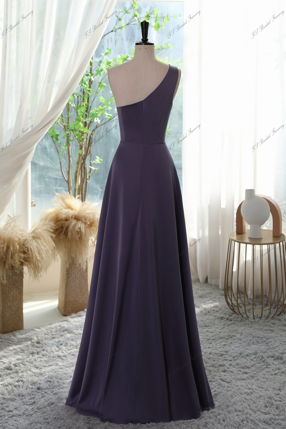 One Shoulder Prom Gown With High Split