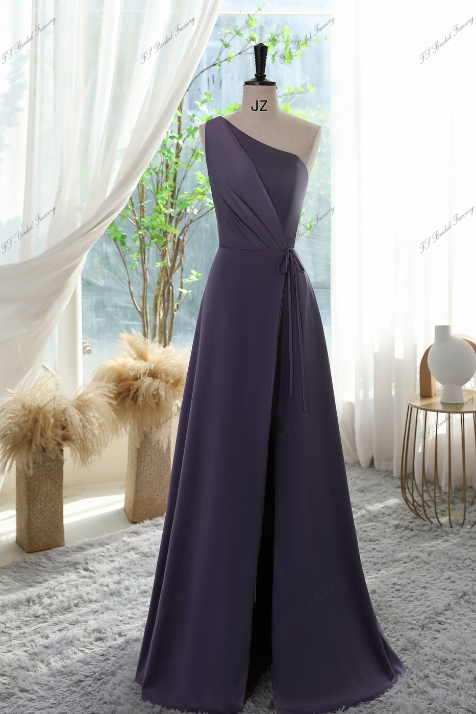 One Shoulder Prom Gown With High Split