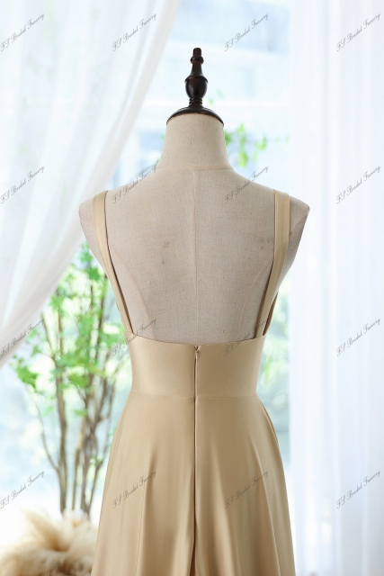 High Waistband A-line Prom Gown With Pleat Skirt