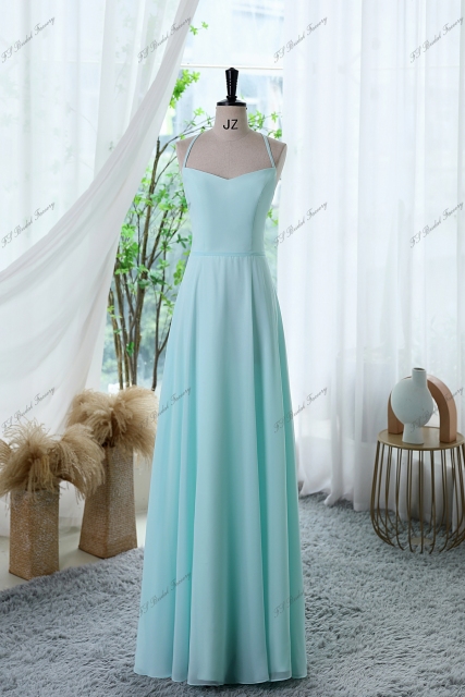 A-line Chiffon Bridesmaid Dress with Halter Back