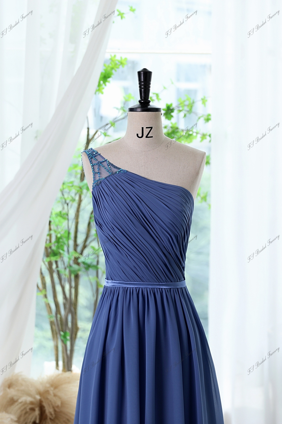 Chiffon A-line Bridesmaid Dress With One Shoulder And Thin Belt