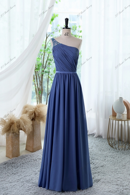Chiffon A-line Bridesmaid Dress With One Shoulder And Thin Belt