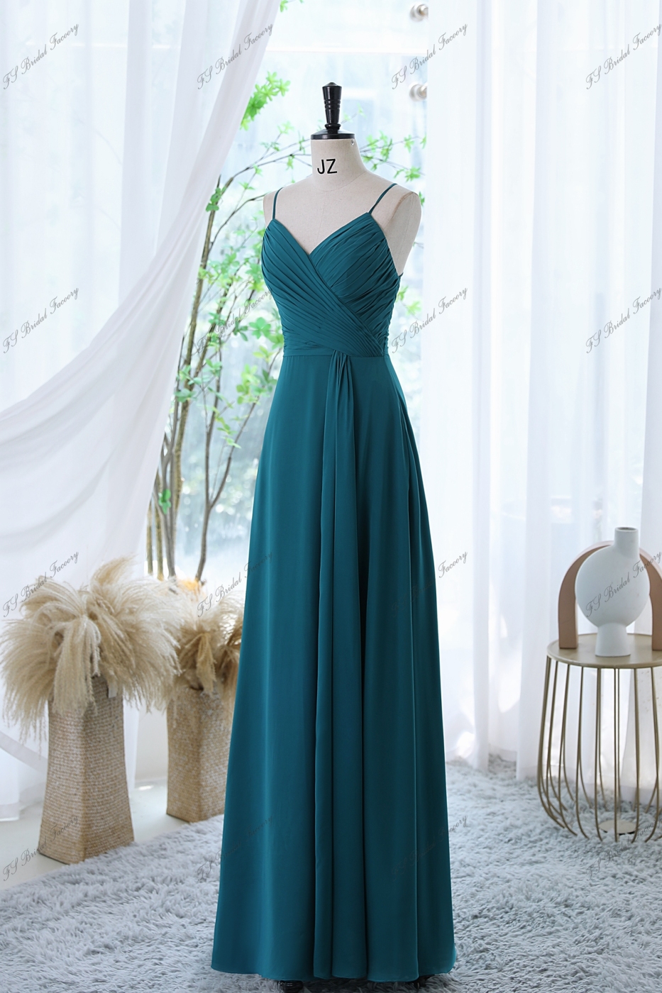 A-line Chiffon Bridesmaid Dress With Spaghetti Straps And Crossing Strappy Back