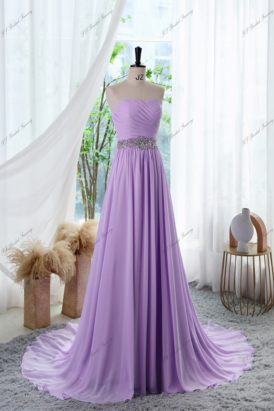 Strapless A-line Dress With Sweetheart And Waisted Beading Crystal